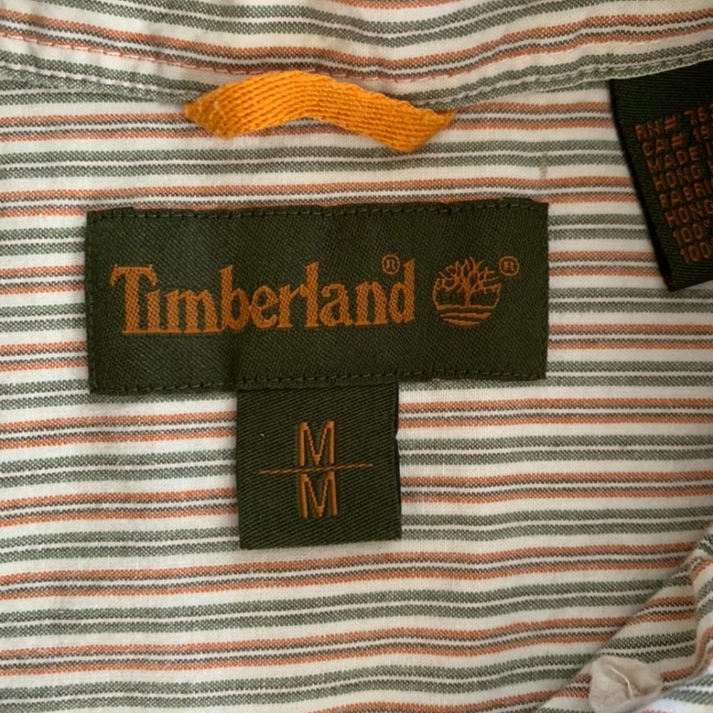 Timberland Retro Striped Mens Button Down Up Shirt Size Medium - Picture 3 of 6